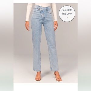 Abercrombie 90s Straight Ultra High Rise Jeans, Criss-Cross Waistband, 26 SHORT